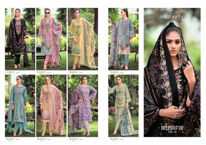 Musafir Vol 10 By Riaz Arts Printed Karachi Cotton Dress Material Wholesale Shop In Surat
